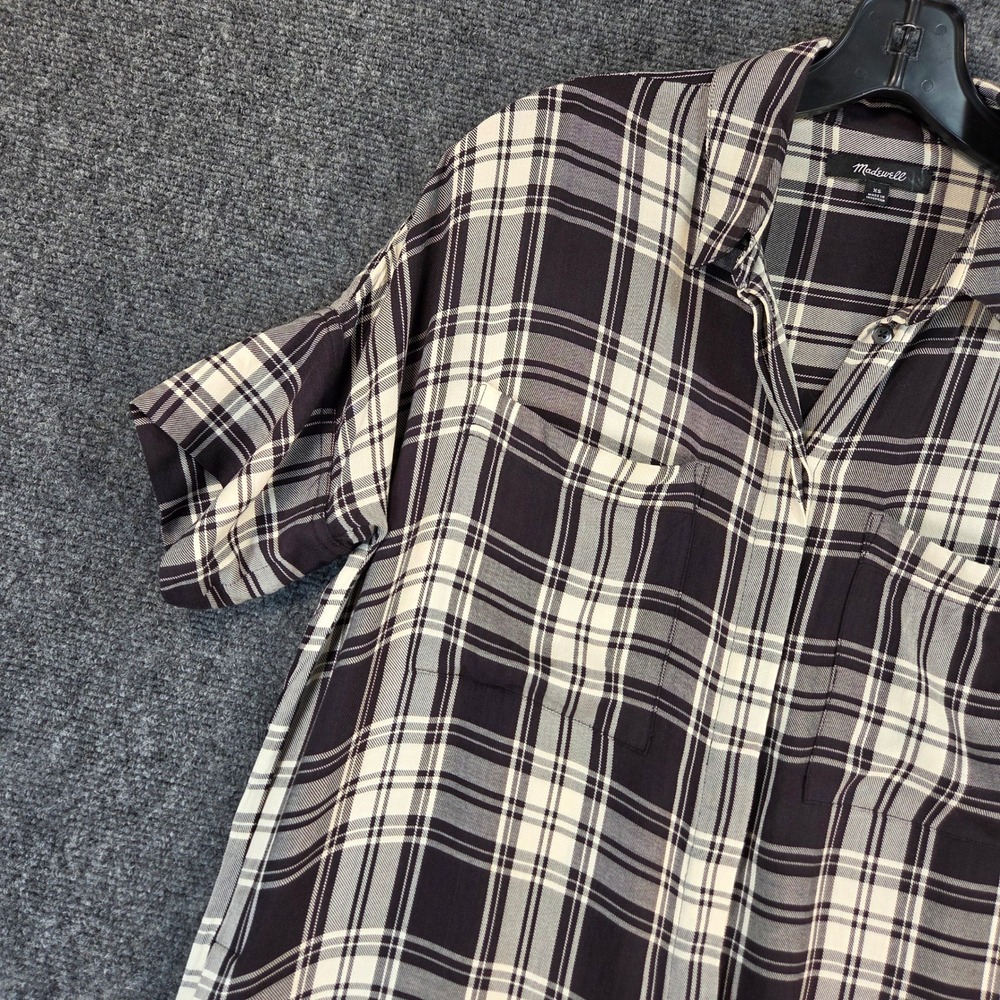 Madewell Plaid Shirt Dress Women's XS Relaxed Fit Casual Summer Mini Pockets - Picture 6 of 13
